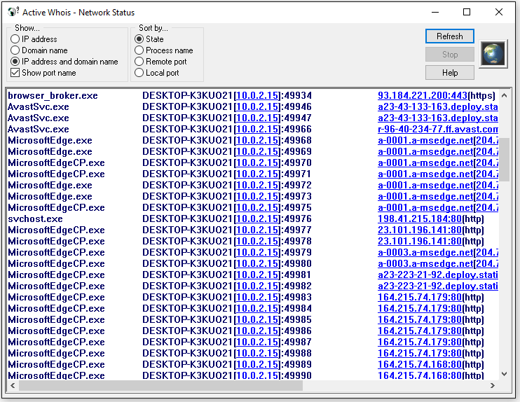 Netstat find open ports on Windows 10