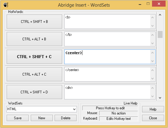 Edit HotWords- frequently-used text templates for use by hotkey