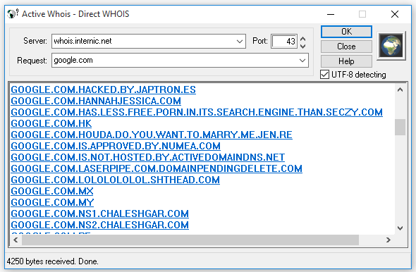 you can make direct whois request
