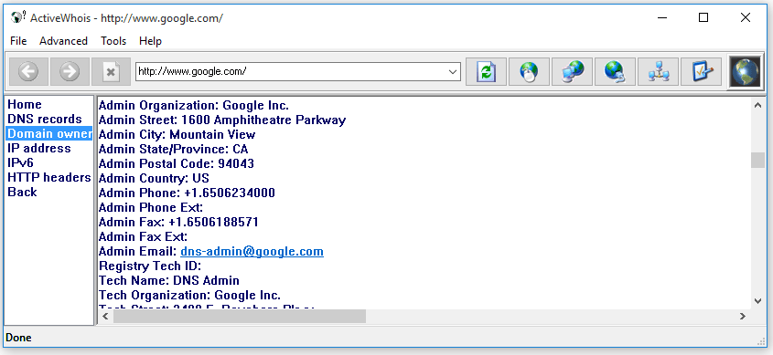 main active whois window